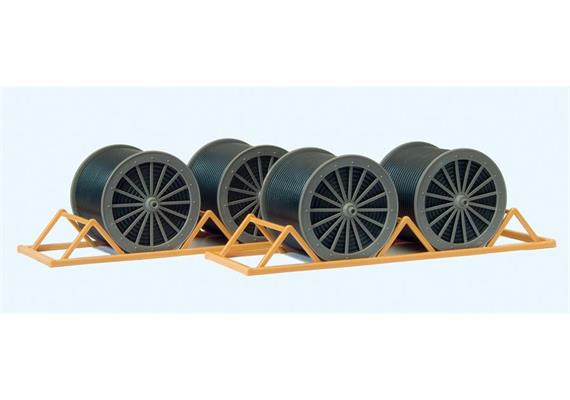 Preiser 17117 Kabeltrommeln und Gestelle als Bahnwagenladung (Bausatz) - H0 (1:87)