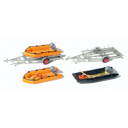 Preiser 17312 Schlauchboote mit 2 Bootsanhängern (Bausatz) - H0 (1:87)