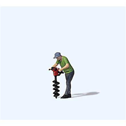 Preiser 28263 Arbeiter mit Erdbohrer - H0 (1:87)