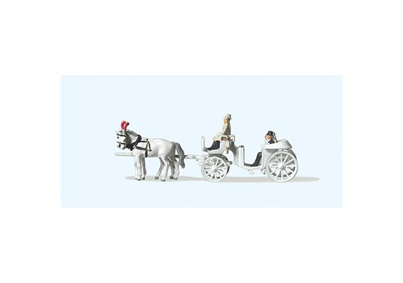 Preiser 79479 Hochzeitskutsche offen mit Pferden - N (1:160)