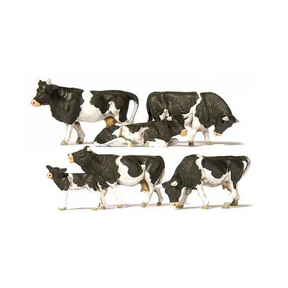 Preiser 10145 Kühe, schwarz gefleckt HO