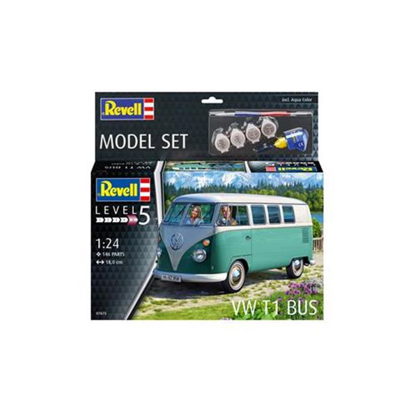 Revell 67675 VW T1 Bus, Set mit Farben, Leim und Pinsel, Massstab 1:24
