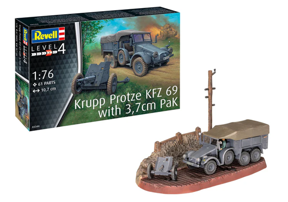 Revell 73344 Starter Kit Krupp Protze KFZ 69 with 3,7cm Pak - Massstab 1:76 | Bild 1