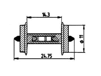 Roco 40186 Radsatz 11mm mit Widerstand für Besetztmeldung, 2 Stück - H0 (1:87)