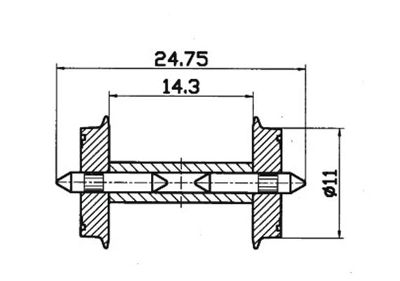 Roco 40192 DC-NEM-Normradsatz, Raddurchmesser: 11 mm, Achslänge: 24,75 mm, 2 Stk. - H0