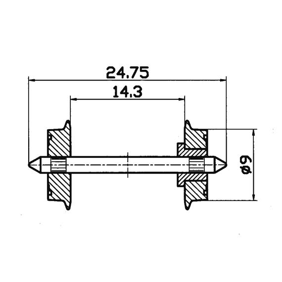 Roco 40194 DC-NEM-Normradsatz, Raddurchmesser 9 mm, 2 Stück - H0 (1:87)