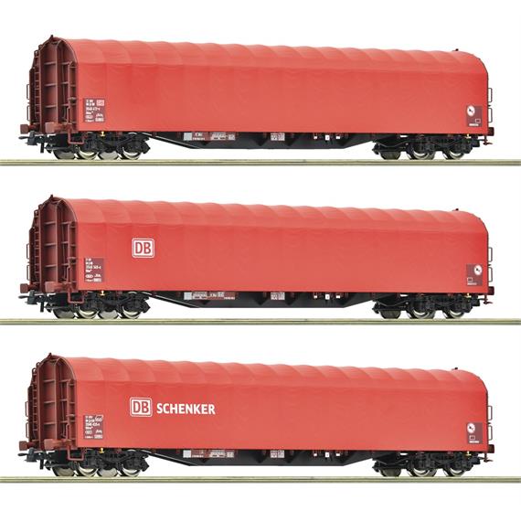 Roco 6200156 Wagenset bestehend aus 3 Schiebeplanenwagen, Gattung Rilns, DB/Schenker - H0