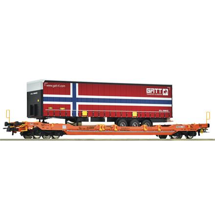 Roco 6600108 Taschenwagen, Sdgnss/T5 der Wascosa mit Auflieger der Spedition GATT - H0