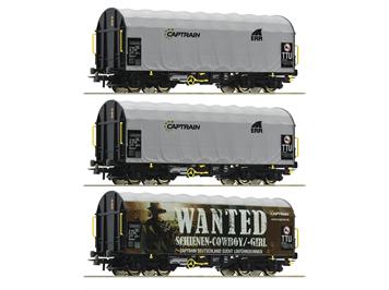 Roco 76054 3-tlg. Set: Schiebeplanenwagen, Captrain - H0 (1:87)