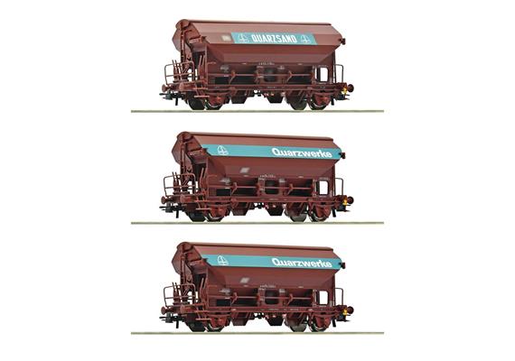 Roco 77052 3-tlg. Set: Schwenkdachwagen, DB, „Quarzwerke“ - H0 (1:87)