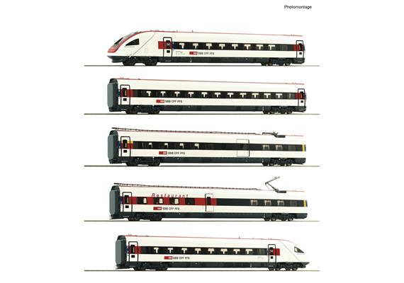 Roco 7710036 SBB 5-tlg. Set: Elektrischer Triebzug ICN RABDe, DC 2L, digital/Sound - H0