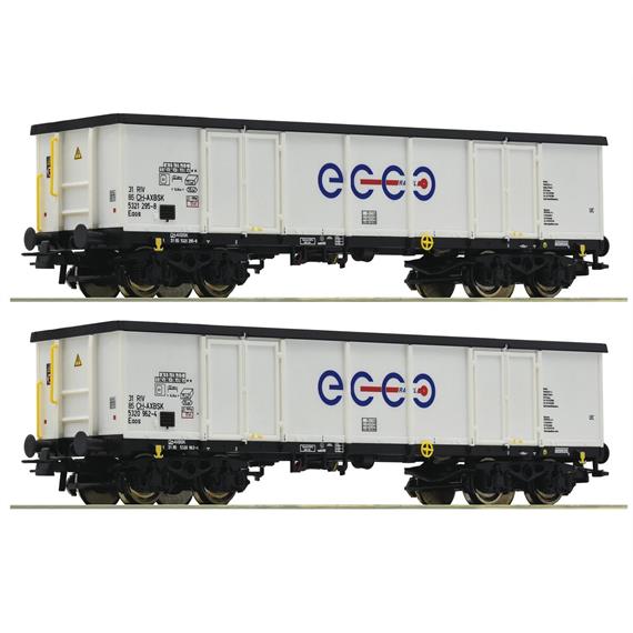 Roco 76731 2-tlg. Set: Offene Güterwagen, Ecco Rail