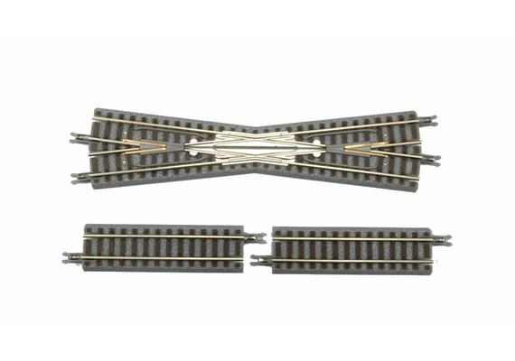 Rokuhan R020 Kreuzung 112,8 mm, 13° + 2 x 53,6 mm Gleis gerade - Z (1:220) | Bild 1