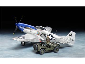 Tamiya 25205 P-51D Mustang + 1/4-ton 4x4 Light Vehicle, Massstab1:48