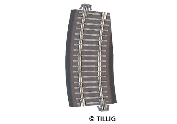 Tillig 83725 Bettungsgleis grau Gleisstück R12/22 Pass-Stück rechts R310 - 353 mm / 15°