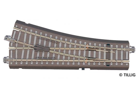 Tillig 83816 Bettungsgleis grau Weiche rechts 15° mit Handantrieb - H0m (1:87) | Bild 1