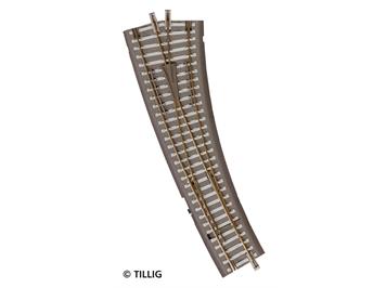 Tillig 83861 Bettungsgleis grau Innenbogenweiche rechts, 15° mit Handantrieb - H0m (1:87)