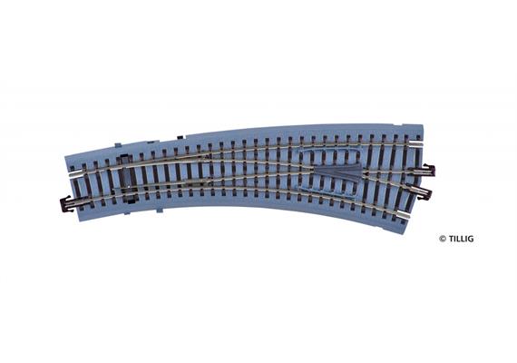 Tillig 83863 Bettungsgleis braun Innenbogenweiche rechts 15° mit Handantrieb - H0m (1:87) | Bild 1