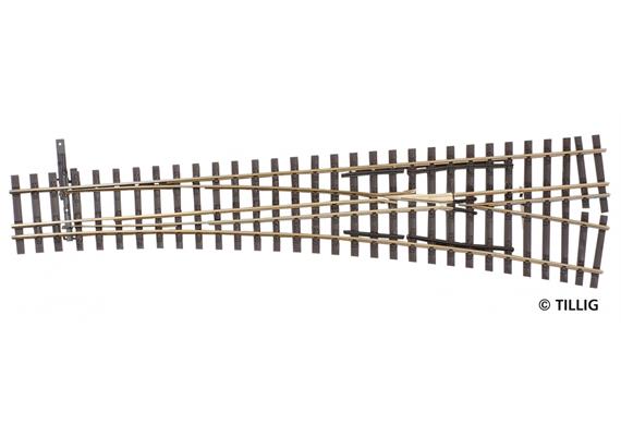 Tillig 85197 Dreischienen-Schmalspurweiche, rechts, Abzweig 15° - H0, H0m-H0 | Bild 1