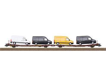 TRIX 24428 Flachwagen-Paar Laads 800B mit vier VW Crafter beladen - H0 (1:87)
