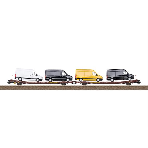 TRIX 24428 Flachwagen-Paar Laads 800B mit vier VW Crafter beladen - H0 (1:87)