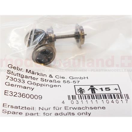 Trix E32360009 Radsatz Doppelspeichen schwarz, 25,4, Gleichstrom, 2 Stück - H0 (1:87)