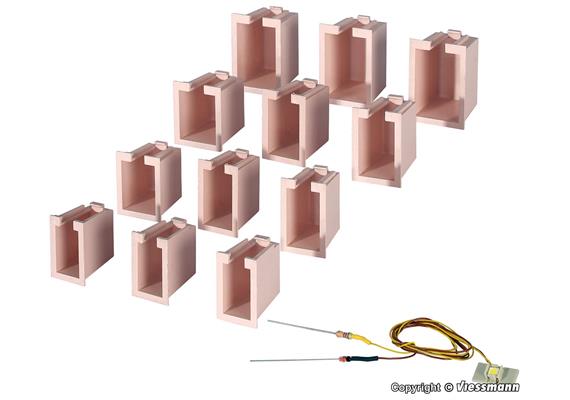 Viessmann 6005 Hausbeleuchtungs-Startset, 12 Boxen, 4 verschiedene Größen, 1 LED weiß - H0 | Bild 1