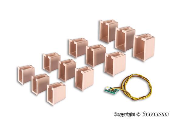 Viessmann 6005 Hausbeleuchtungs-Startset, 12 Boxen, 4 verschiedene Größen, 1 LED weiß - H0 | Bild 2