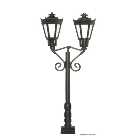 Viessmann 60731 Parklaterne zweiflammig, schwarz, mit Kontaktstecksockel, 2 LEDs warmweiß