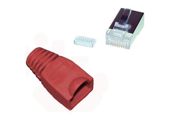 Westernstecker RJ45 mit Einführhilfe und Tülle rot (6895914)