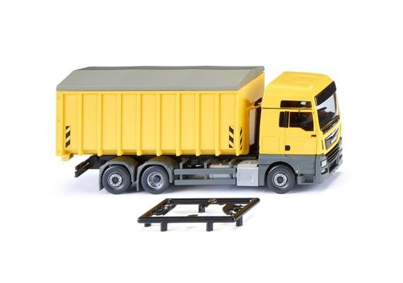 Wiking 067205 Abrollcontainer (MAN TGX Euro 6c/Meiller) - zinkgelb - H0 (1:87)