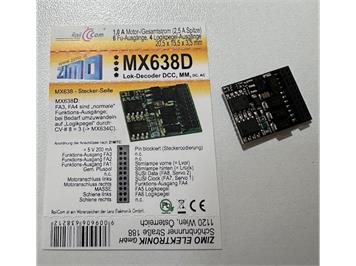 ZIMO MX638D H0 Decoder, 1,0 A, 6 Fu-Ausgänge, 21pol. mtc