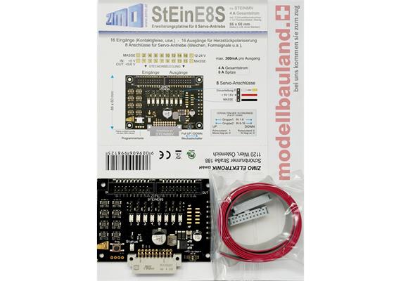 ZIMO STEINE8S Erweiterungsplatine für 8 Servo-Antriebe zum "StEin-Modul STEIN88V"