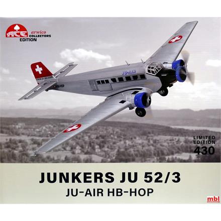 ACE 001558 Junkers JU 52/3 JU-Air HB-HOP, Fertigmodell aus Metall - Massstab 1:72