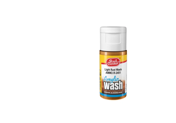 AMMO R-2451 Heller Rost, Acryl Wash, Inhalt 15ml - H0, TT, N, Z, 0, 1, G, H0m, H0e