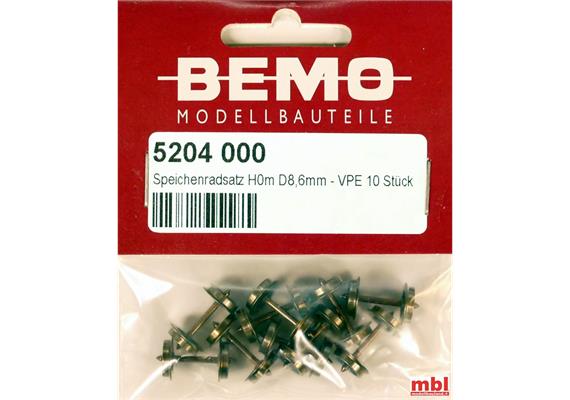 Bemo 5204 000 Speichenradsatz d=8,6mm, Inhalt 10 Stück - H0m (1:87)
