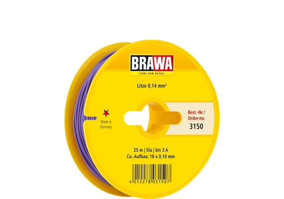 Brawa 3150 Litze 0,14mm lila, 25 m