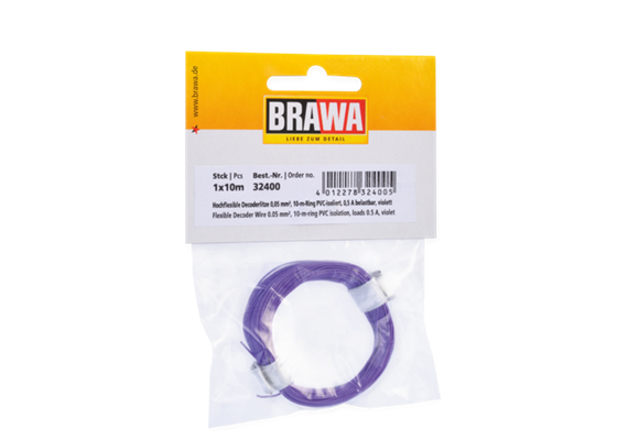 BRAWA 32400 Hochflexible Decoderlitze violett 0,05mm, Länge 10m