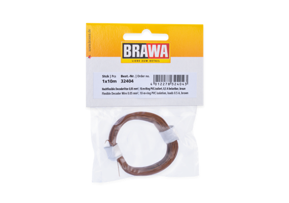 BRAWA 32404 Hochflexible Decoderlitze braun 0,05mm, Länge 10m