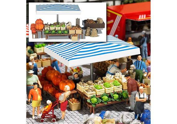 Busch 1070 Marktstand Gemüse - H0 1:87