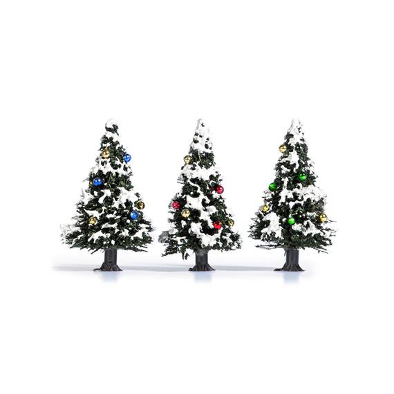 Busch 6464 3 Verschneite Weihnachtsbäume mit Kugeln - H0 (1:87)
