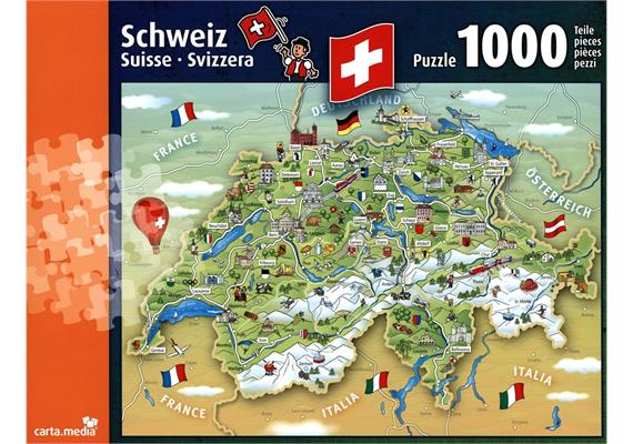 Carta.Media 7221 Puzzle Illustrierte Schweizerkarte (1'000 teilig)