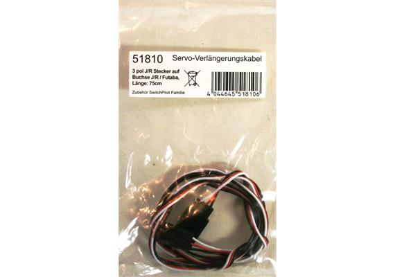 ESU 51810 Servo-Verlängerungskabel J/R Stecker auf Buchse J/R/Futaba, 75 cm