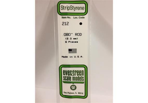 Evergreen 212 Rundstab, 35 cm lang, Durchm.2,0 mm, 6 Stück | Bild 2