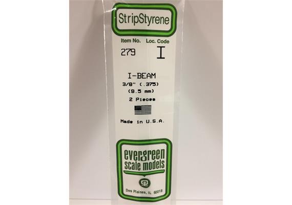 Evergreen 279 I-Profil, 350x9,5X3,8 mm - 3/8, 2 Stück | Bild 2