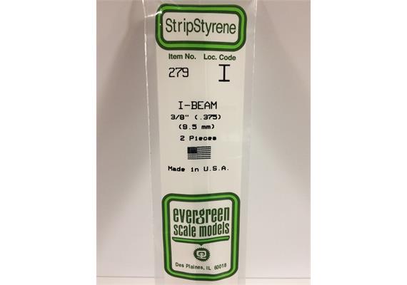 Evergreen 279 I-Profil, 350x9,5X3,8 mm - 3/8, 2 Stück | Bild 2