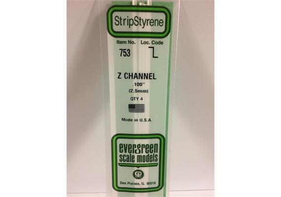 Evergreen 753 Z-Profil, 35 mm lang, Höhe 2,5mm, Dicke 0,45 mm , 4 Stück | Bild 2