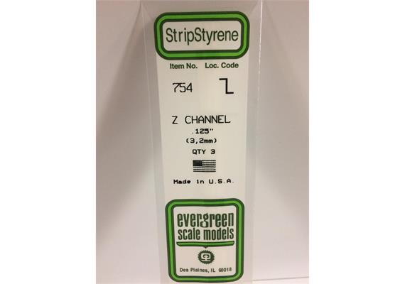 Evergreen 754 Z-Profil, 35 mm lang, Höhe 3,1mm, Dicke 0,50 mm , 3 Stück | Bild 2