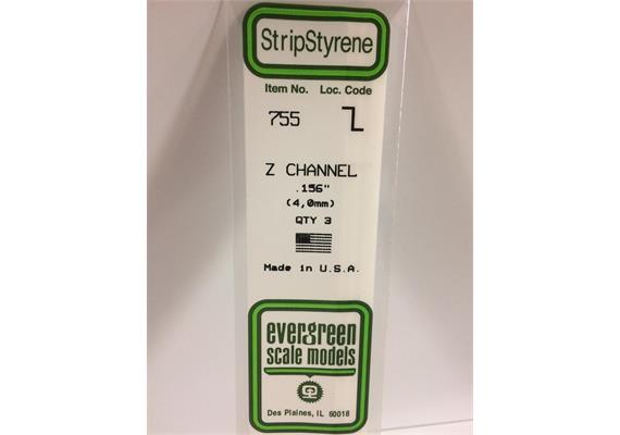 Evergreen 755 Z-Profil, 35 mm lang, Höhe 4,0mm, Dicke 0,60 mm , 3 Stück | Bild 2