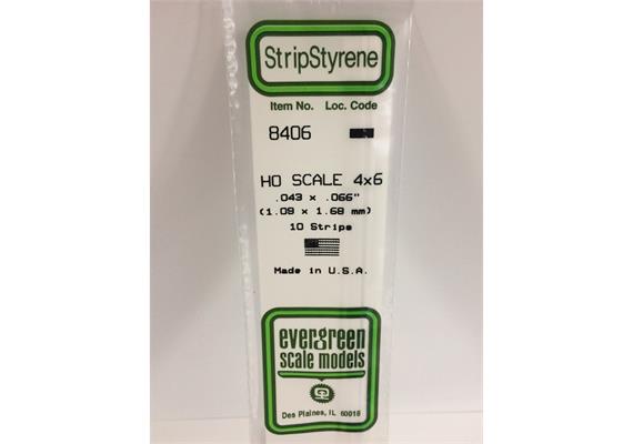 Evergreen 8406 Massstab 1:87: Leisten, 350x1,1x1,7 mm, 10 Stück | Bild 2